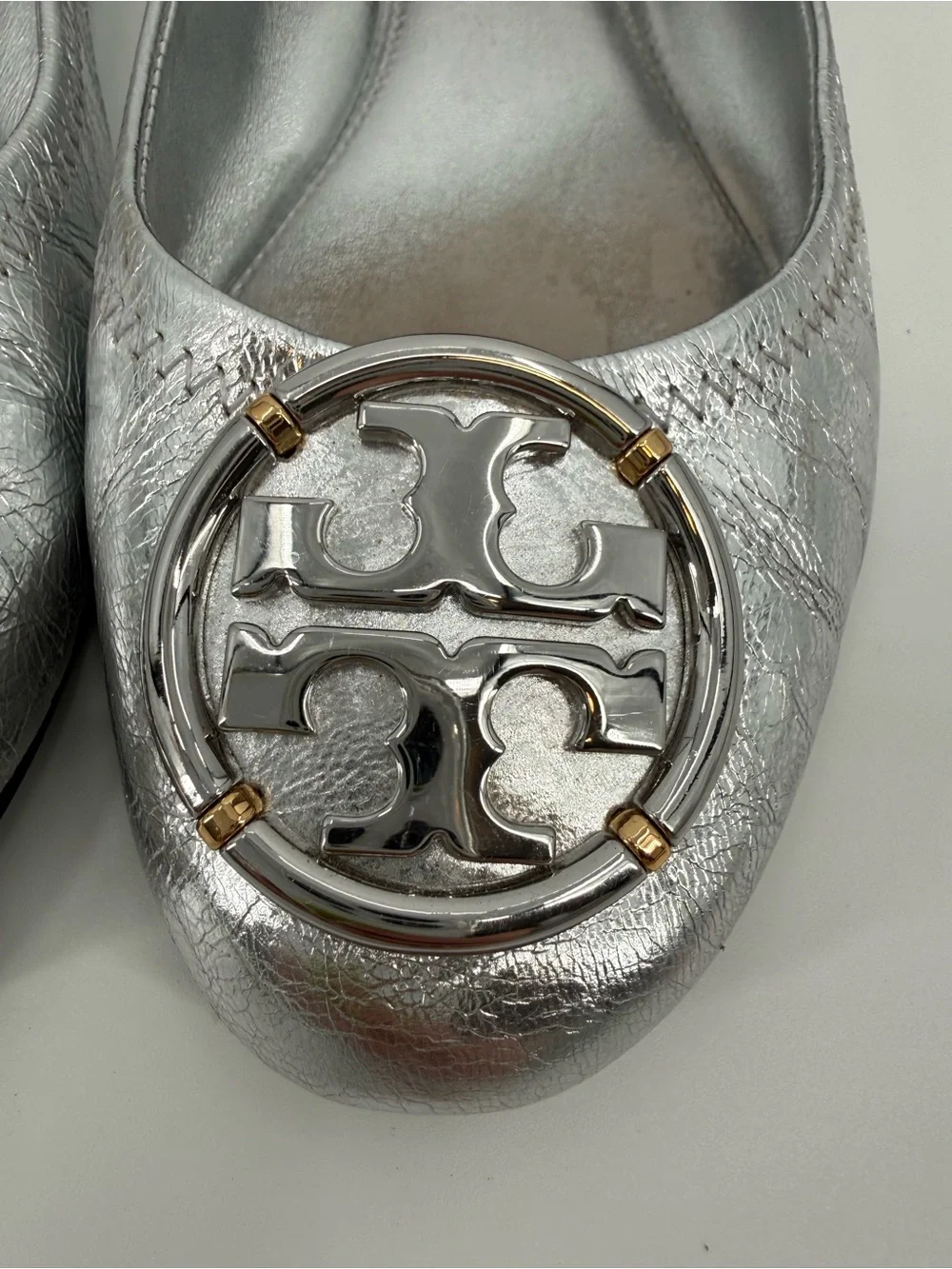 Tory Burch Minnie Travel Metallic Ballet Flats 6.5